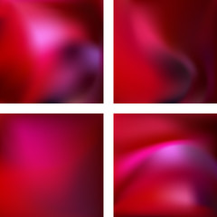 Set with red abstract blurred backgrounds. Vector illustration. Modern geometrical backdrop. Abstract template.