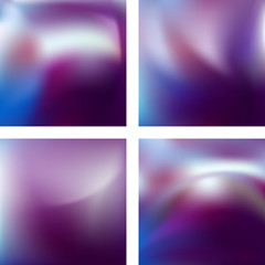 Set with abstract blurred backgrounds. Vector illustration. Modern geometrical backdrop. Abstract template. Purple, white colors.