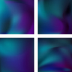 Set with abstract blurred backgrounds. Vector illustration. Modern geometrical backdrop. Abstract template. Purple, green, blue colors.