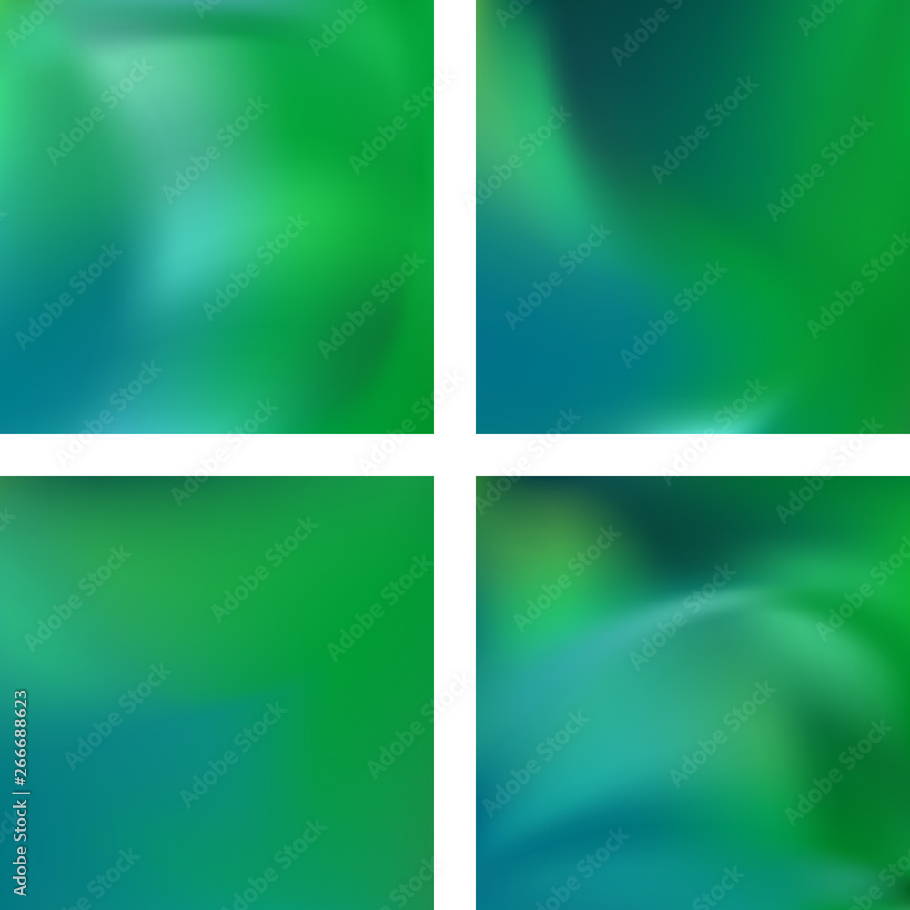 Poster set with green abstract blurred backgrounds. vector illustration. modern geometrical backdrop. abstr