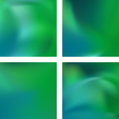 Obraz premium Set with green abstract blurred backgrounds. Vector illustration. Modern geometrical backdrop. Abstract template.