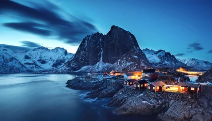 Crédence de cuisine en verre imprimé Antarctique nuit magique aux Lofoten