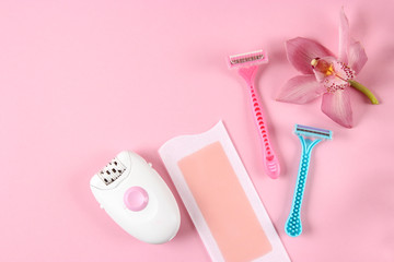 a set of different tools for home hair removal.