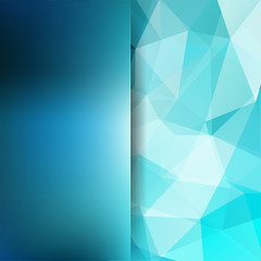 Geometric pattern, polygon triangles vector background in blue tones. Blur background with glass. Illustration pattern