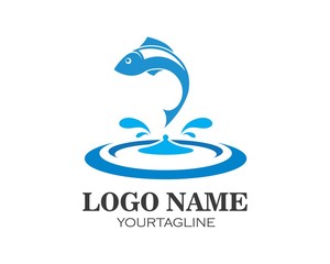 Fish logo template. Creative vector symbol of fishing