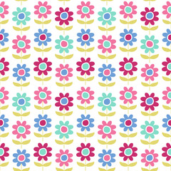 Cute flowers. Seamless vector pattern with scandinavian flowers.