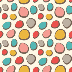 Simple seamless vector pattern with chaotic ovals in retro colors