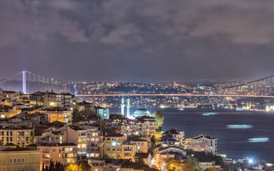 Istanbul at night. Beautiful sunset city skyline