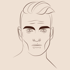 Hand drawn portrait of handsome man. Vector illustration