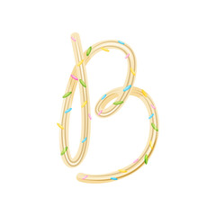 English letter B in a spiral candy. Vector illustration on white background.