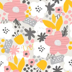 Tapeten Nahtloser Hintergrund mit Ausschnittblumen © rosypatterns