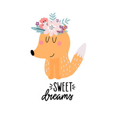 Funny fox and text for kids