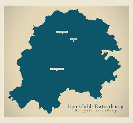 Modern Map - Hersfeld-Rotenburg county of Hessen DE