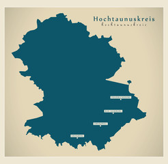 Modern Map - Hochtaunuskreis county of Hessen DE