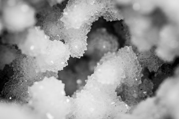 Extreme macro texture close up of salt crystals