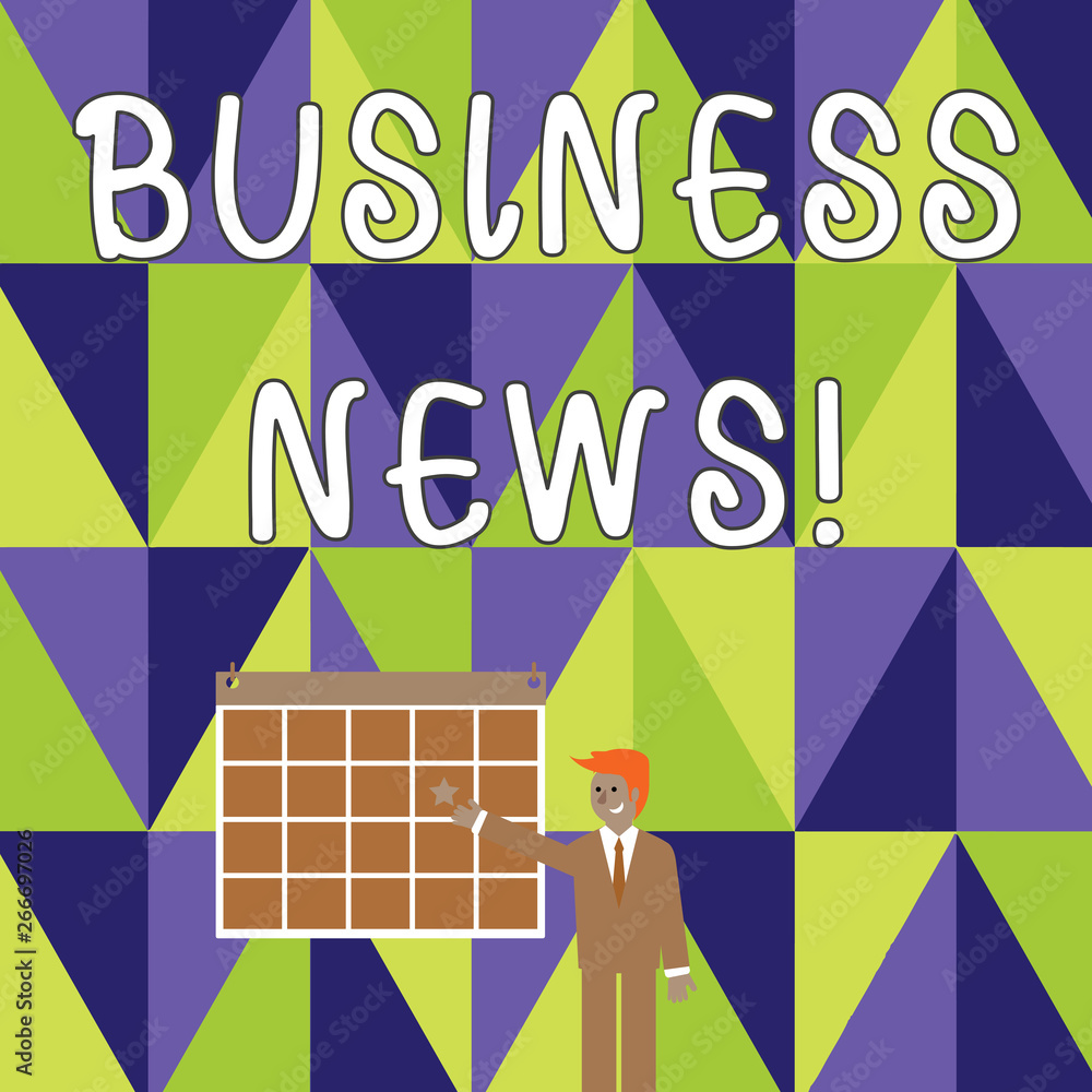 Wall mural writing note showing business news. business concept for information reported in a newspaper or news