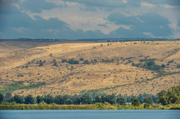 Golan Heights. View of the Golan heights from Hula Valley, Israel.