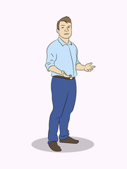 Vector standing realistic young man