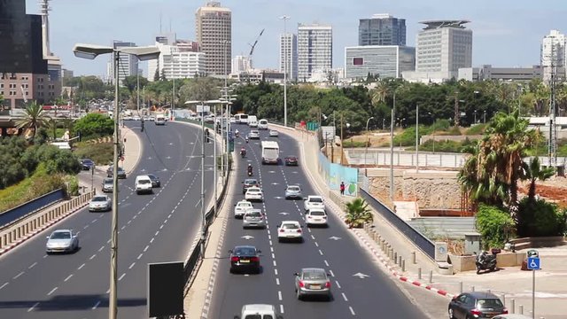Traffic on street in Tel Aviv, Israel