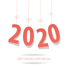 Paper 2020 digits Coral color on a white background