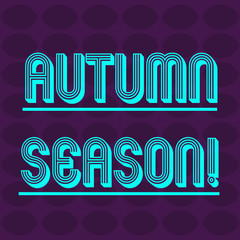 Text sign showing Autumn Season. Business photo text it is the season after summer, when leaves fall from trees Oval Geometric Shape in Rows and Columns in Violet Monochrome Round Pattern