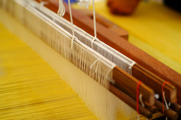 Weaving loom closeup