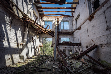 Abandoned and ruined sugar factory in Lower Kislyay, Voronezh region