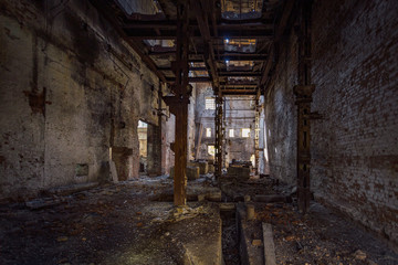 Fototapeta na wymiar Abandoned and ruined sugar factory in Lower Kislyay, Voronezh region