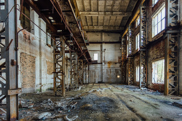 Fototapeta na wymiar Abandoned and ruined sugar factory in Lower Kislyay, Voronezh region
