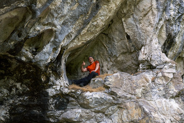 Man hiker in the refuge
