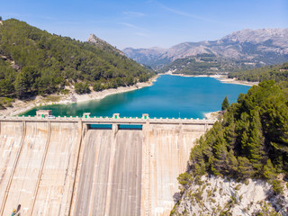Dam and a reservoir in Guadalest valley, Spain