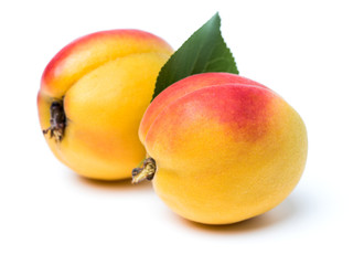 Fresh cut apricot fruits isolated on white background, with clipping path