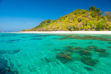 Beautiful landscape of blue sea and tropical island