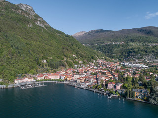 City of Dongo, Como lake. Aerial view with drone