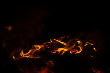 Fire flame on black background