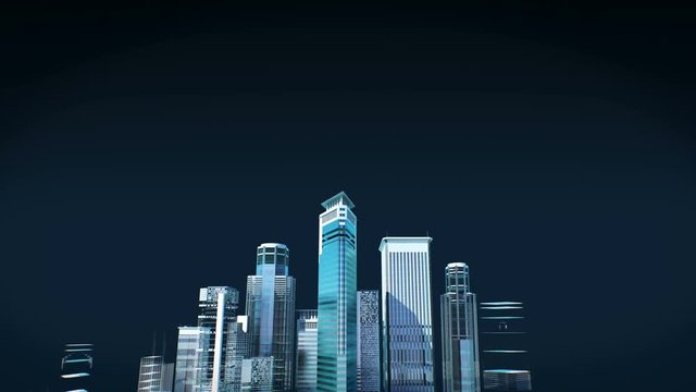 Construction technology. building city skyline and make smart city. 4k animation.