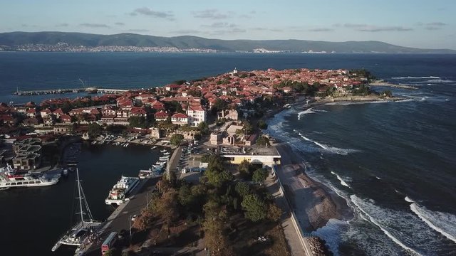 General aerial view of Nessebar, ancient city on the Black Sea coast of Bulgaria