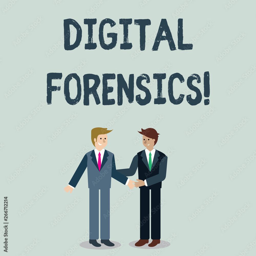 Aufkleber writing note showing digital forensics. business concept for investigation of material found in digi