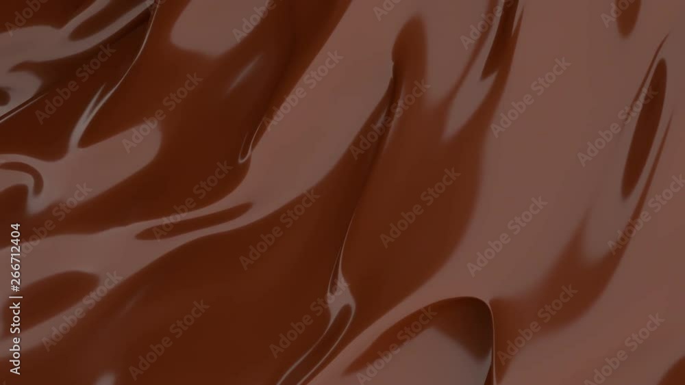 Wall mural Liquid Chocolate background. Melted dark Chocolate. Wave brown animation. Chocolate. seamless looping animation