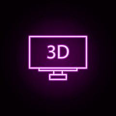 tv, 3D neon icon. Elements of television set. Simple icon for websites, web design, mobile app, info graphics