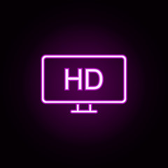 tv, HD neon icon. Elements of television set. Simple icon for websites, web design, mobile app, info graphics