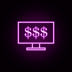 tv, usd neon icon. Elements of television set. Simple icon for websites, web design, mobile app, info graphics
