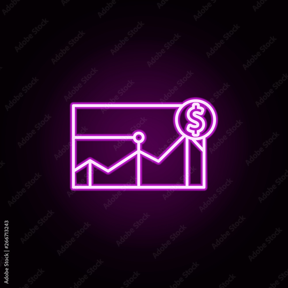 Poster business graph neon icon. elements of business set. simple icon for websites, web design, mobile app