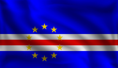 Waving Cape Verde flag, the flag of Cape Verde, vector illustration.