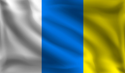 Fototapeta premium Waving Canary islands, the flag of Canary islands, vector illustration