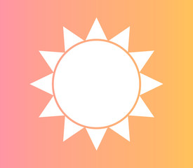 White sun icon shape on pastel sunset colors background.