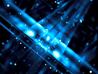 Blurred technology or festive background with bokeh and light effects © olgasalt