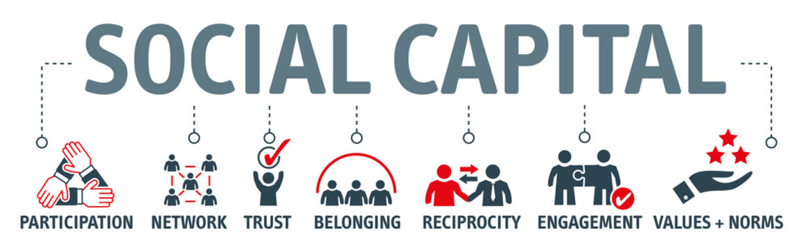 Banner social capital vector illustration with icons