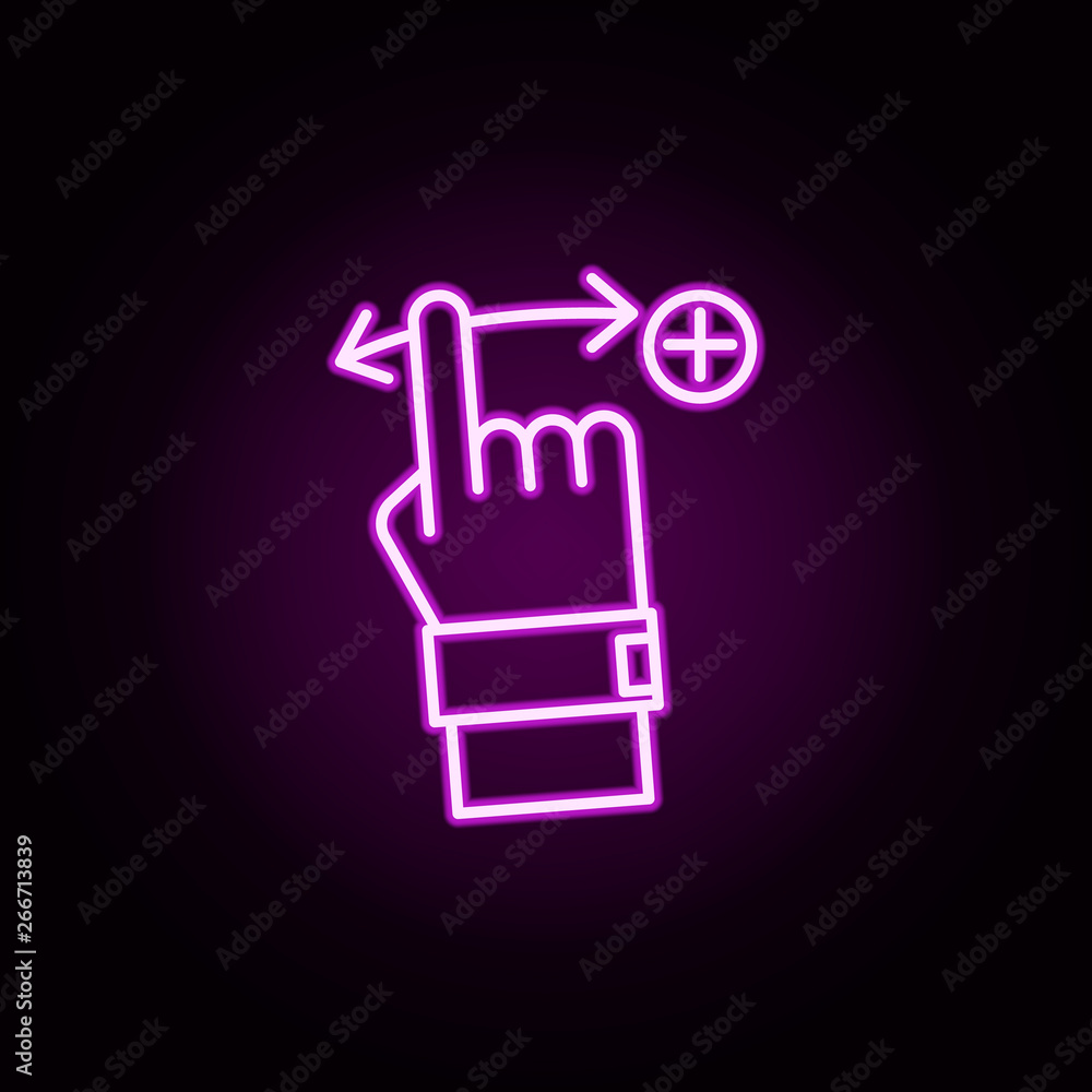 Poster swipe gesture neon icon. elements of business set. simple icon for websites, web design, mobile app,