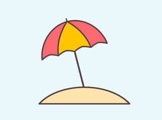 Colorful beach sun umbrella flat design icon.